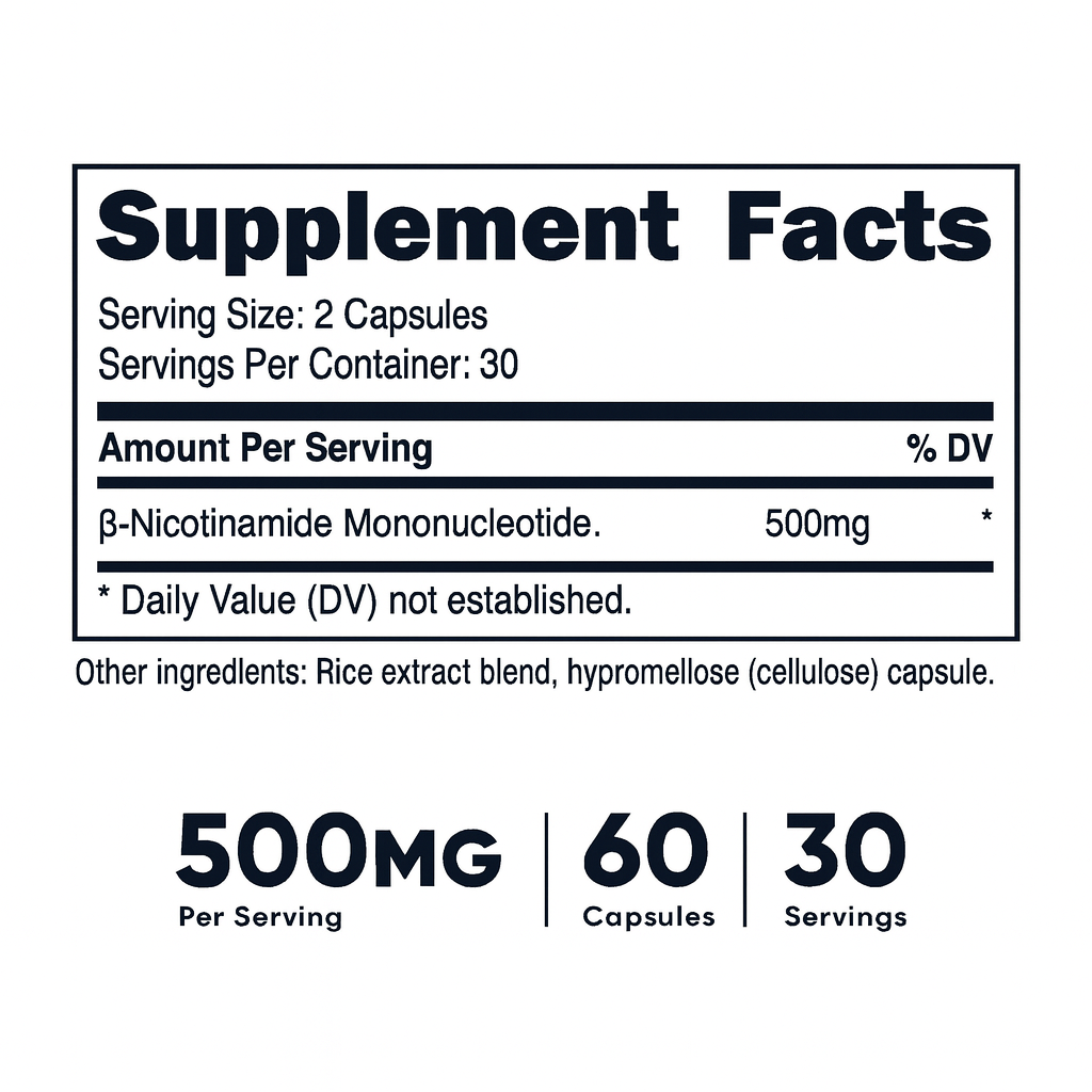 REGENAMD – Nicotinamide Mononucleotide (NMN) – 500 mg 60 Capsules